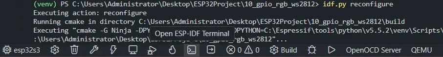 open ESP-IDF Terminal窗口