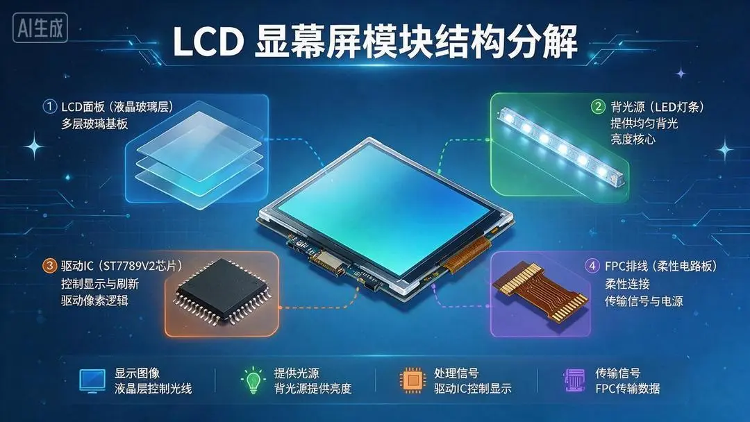 LCD显示屏模块结构分解