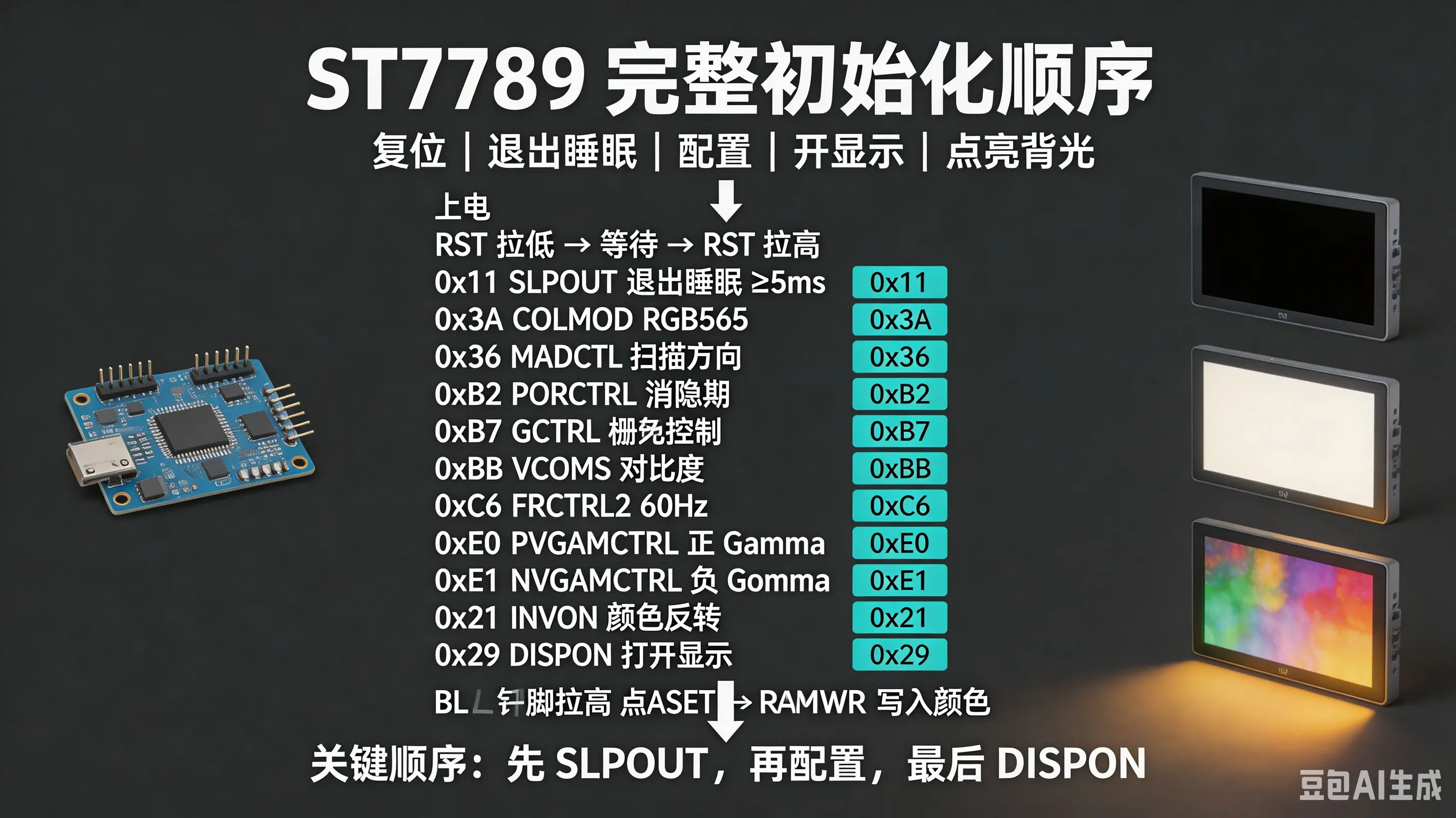 ST7789 完整初始化顺序