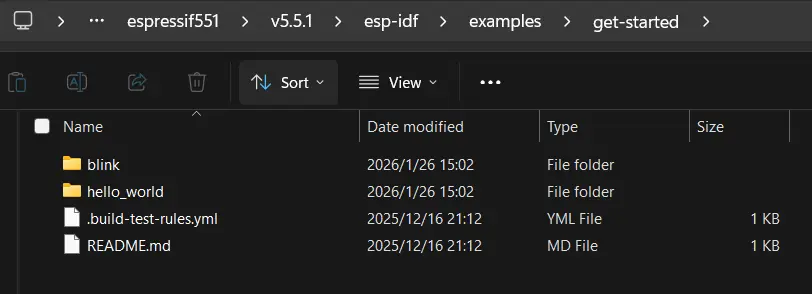 ESP-IDF examples 示例项目文件路径