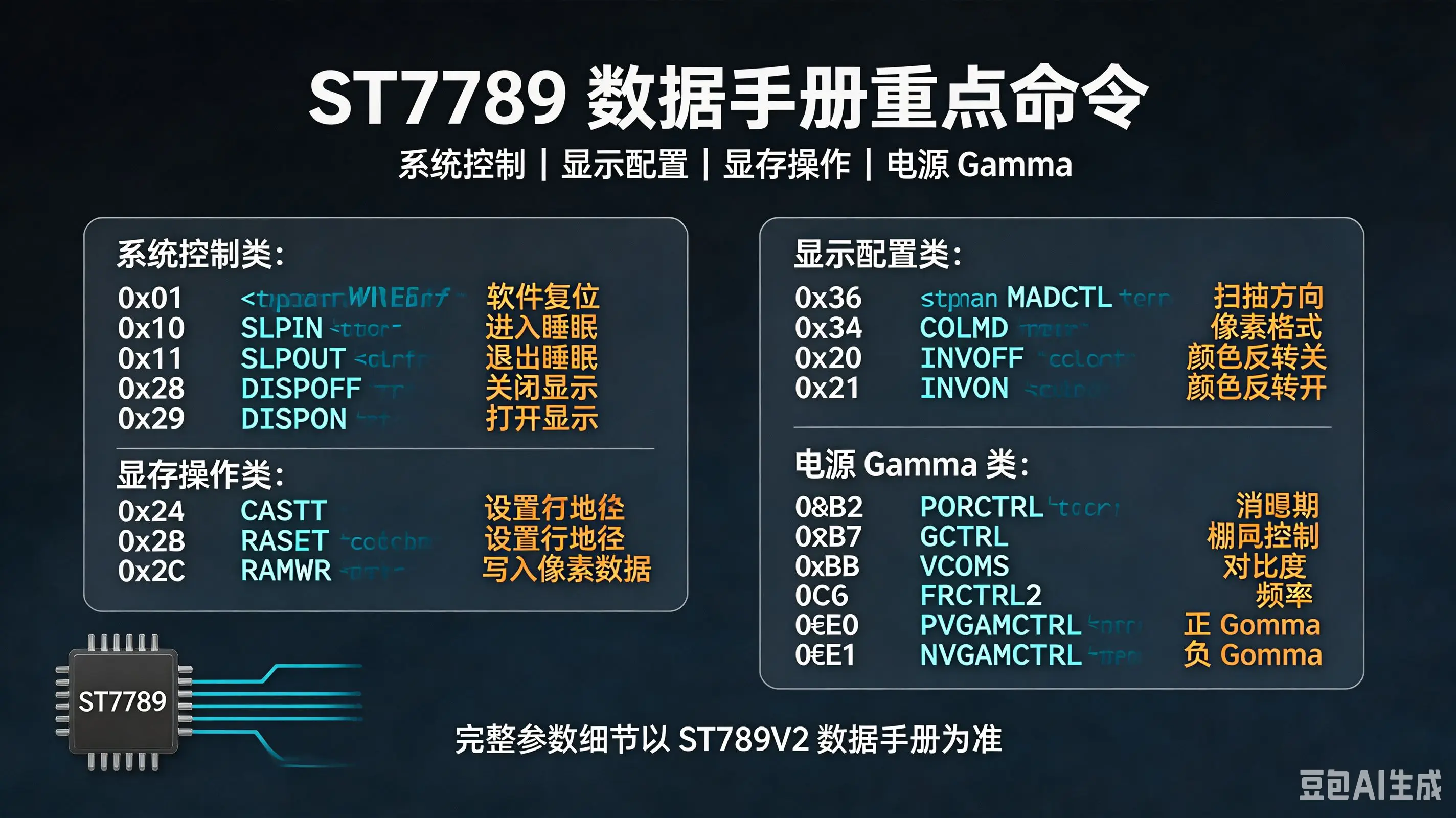 ST7789 数据手册重点命令速查